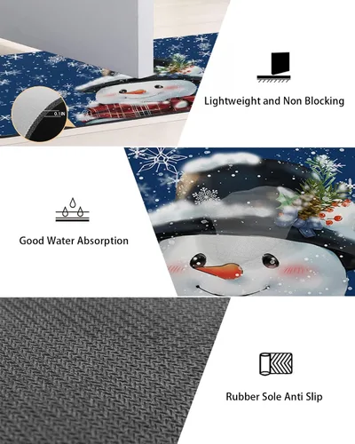 Miniatura 3 de Tapete de baño de Navidad para bañera, antideslizante, de secado rápido y absorbente, tierra de diatomeas, fregadero de cocina, lavable, tapete