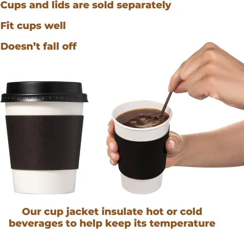 Miniatura 5 de FMP Brands Paquete de 1000 fundas para tazas de café de 8 onzas, fundas desechables para tazas calientes, fundas para tazas de café negras a granel