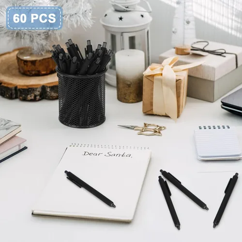 Miniatura 20 de WY WENYUAN Bolígrafos a granel, paquete de 30 bolígrafos negros de bola (punta media de 1.0 mm) - Bolígrafos de escritura suave sin manchas tipo