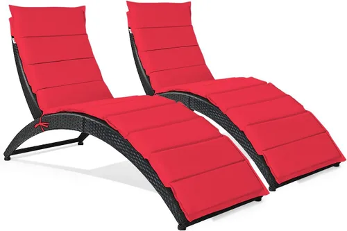 Miniatura 10 de Tangkula - Silla de salón plegable para patio, tumbona de mimbre para exteriores, silla de patio portátil con cojín, mueble de mimbre para todo