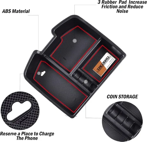 Miniatura 3 de TACORBO Bandeja Organizadora para Consola Central para 07-2014 GMC Sierra 2500 3500 Yukon XL Silverado 2500 3500 Suburban 1500 Tahoe / 07-13 GMC Rojo