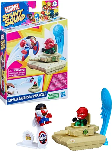 Miniatura 2 de Marvel Stunt Squad Captain America vs. Red Skull Playset, figuras de acción de superhéroes de 1.5 pulgadas, juguetes para niños a partir de 4 años