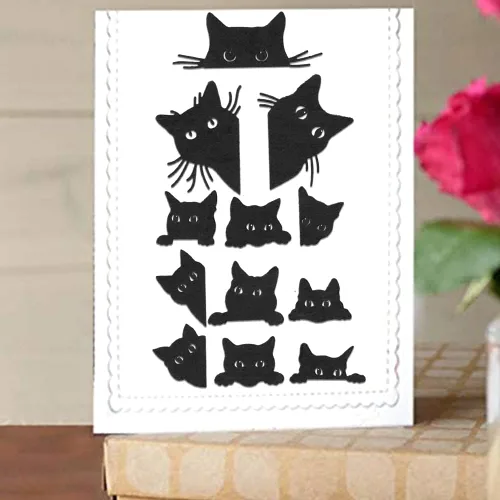 Miniatura 4 de Troqueles de corte para gatos de Halloween, troqueles pequeños y lindos para hacer tarjetas de Halloween, animales y gatos, plantilla de plantilla