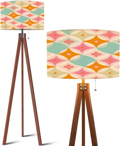 Miniatura 10 de Wood Tripod Floor Lamp 50s Mid Century Modern Seamless geometric age minimalistic decorative Mid Century Standing Lamp Linen Shade Dimmable Modern