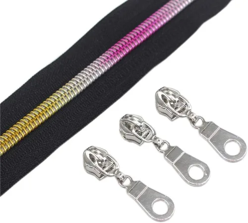 Miniatura 4 de YaHoGa #5 Cremalleras metálicas de nailon color latón antiguo de The Yard Bulk Cinta beige de 10 yardas con 25 unidades de tiradores para costura