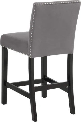 Miniatura 6 de New Classic Furniture Celeste - Juego de 2 sillas de comedor tapizadas en terciopelo gris, altura de mostrador, silla de pub, para encimera