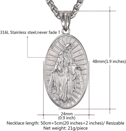 Miniatura 117 de U7 Saint Benedict/Michael Medal Necklace, 316L Stainless Steel Virgin Mary Necklace for Men Women, Bible Verse Protection Necklace Catholic