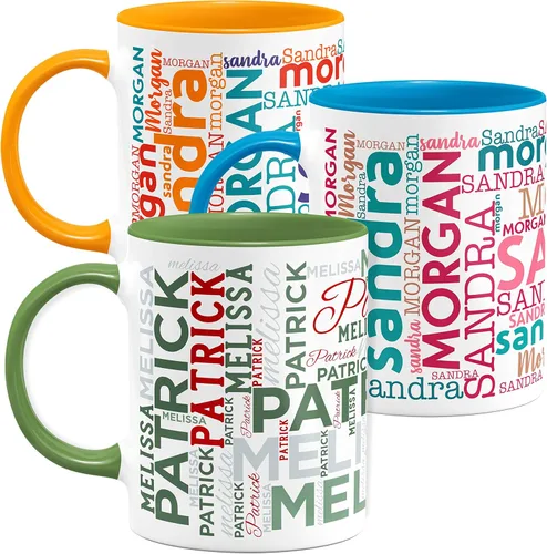 Miniatura 13 de Tazas de café personalizadas con arte de nube de palabras, 12 colores y 9 fuentes artísticas, 11 onzas. Regalos personalizados para parejas, hombres