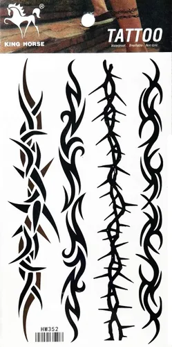 Miniatura 2 de Tatuajes 2 hojas de alambre de púas enredadera enredadera temporal tatuajes adhesivos falsos cuerpo brazo pecho hombro tatuajes para adolescentes