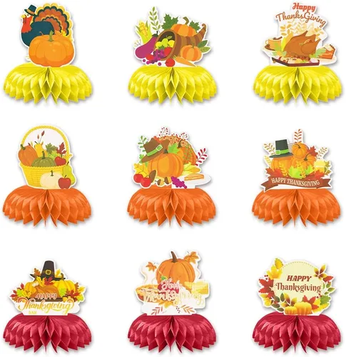 Miniatura 8 de Hying 9 centros de mesa de panal de otoño para mesa, centros de mesa de panal de Acción de Gracias, centros de mesa de hojas de arce de otoño