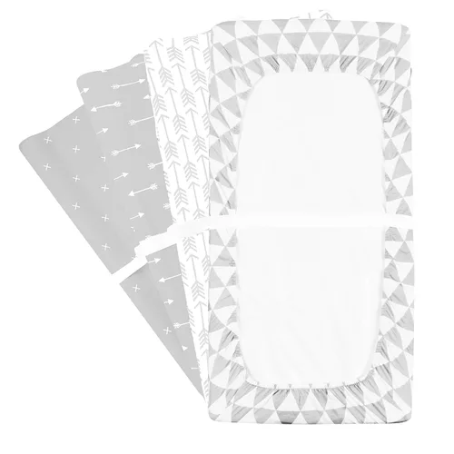 Miniatura 6 de Funda para cambiador – Paquete de 4 fundas para cambiador de bebé de primera calidad – Funda para cambiador de niño o niña – Jersey puro lavable a