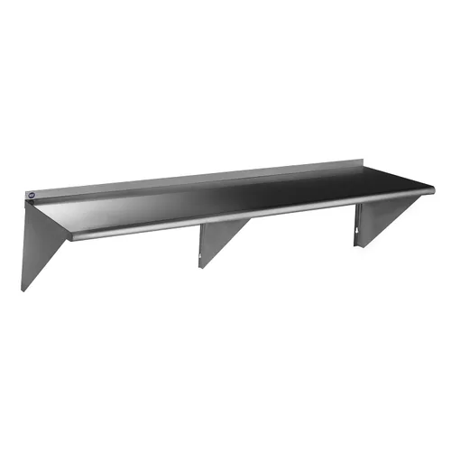ROCKPOINT Estante de acero inoxidable de 12 x 72 pulgadas, 450 libras, estantes comerciales de metal NSF para montaje en pared, estantería flotante