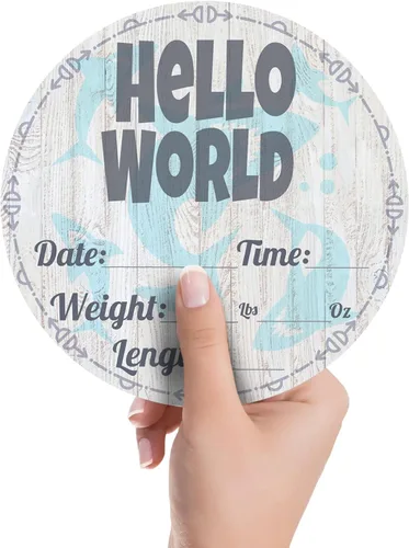 Miniatura 2 de Cartel de anuncio de Hello World para recién nacido, regalo de ducha, estadísticas de nacimiento, accesorios para fotos de hospital, revelación