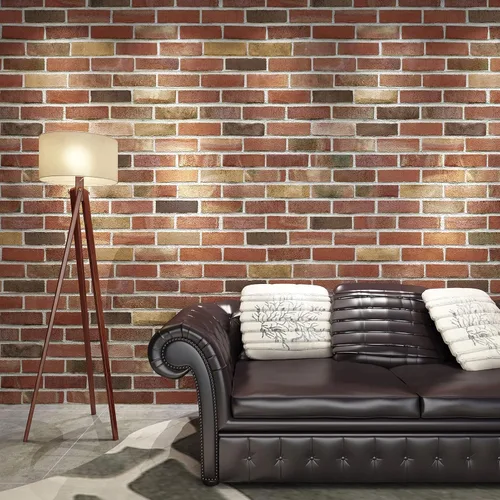 Miniatura 2 de Art3d Paquete de 10 - 52.5 pies cuadrados Paneles de pared 3D de ladrillo falso para despegar y pegar en marrón rojizo, papel tapiz de espuma