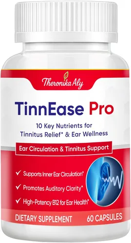 Cápsulas de alivio de tinnitus para oídos zumbidos, suplemento de tinnitus, fórmula extra fuerte con flavonoides, B12 de alta potencia y