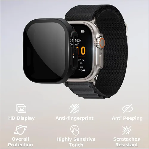 Miniatura 3 de Paquete de 2 fundas con protector de pantalla de privacidad para Apple Watch SE 3 (2025) / SE2 / SE/Series 6/5/4 de 1.575 pulgadas, funda protectora
