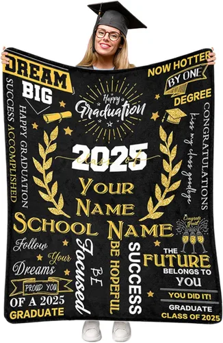 Miniatura 32 de Manta personalizada de graduación 2025, manta personalizada para regalo de graduación con nombre de la universidad, manta de felicitación