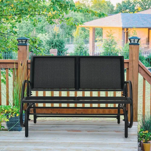 Miniatura 9 de Giantex Silla Planeadora Columpio de 48 Pulgadas con Amplio Espacio, Silla Planeadora de Salón Columpio para 2 Personas, Cómodo Banco de Patio
