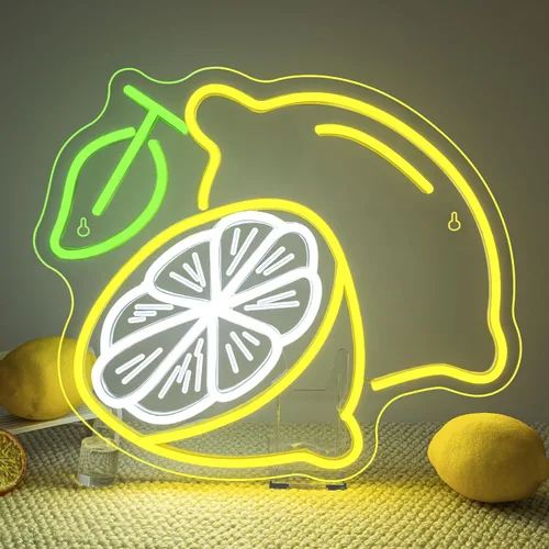 Miniatura 12 de Juego de 2 letreros de neón de plátano y limón (1 luz de plátano + 1 luz de limón) Luces de neón de frutas para decoración de pared, habitación