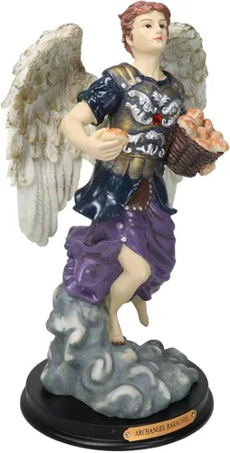 Miniatura 5 de Ebros Iglesia Católica Ortodoxa Ortodoxa Oriental Bizantina Colorido Arcángel Barachiel La Provisión de Dios Estatua con placa de nombre de latón