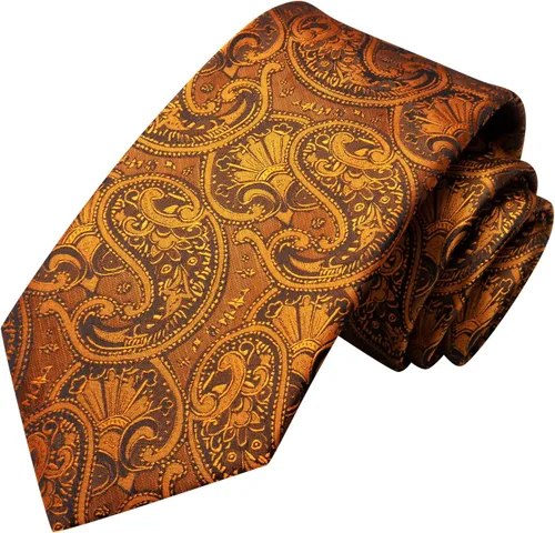 Miniatura 212 de Hi-Tie Corbatas de seda para hombre, diseño de cachemira a rayas, con bolsillo, gemelos cuadrados, conjunto formal de negocios