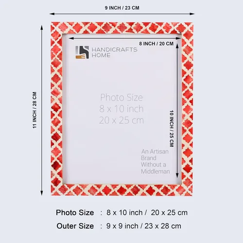 Miniatura 2 de Handicrafts Home Marco de fotos decorativo hecho a mano de 8 x 10 pulgadas, decoración única bohemia chic para el hogar, marco de fotos rojo