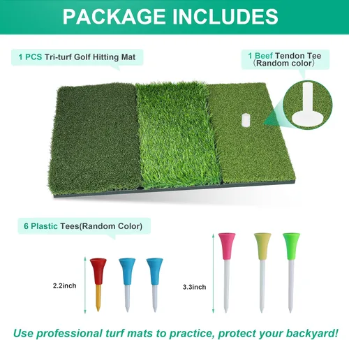 Miniatura 3 de NEWCARE Golf Hitting Mat, Thickened Golf Practice Mat for Indoor Outdoor Training, Swing Path Hitting Turf Mat with Non-Slip Rubber Backing, Golf