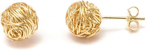 Aretes de oro con nudo de amor para mujeres y niñas | Barzel - Aretes de tuerca chapados en oro de 18 quilates con nudo de amor de 0.394 in para