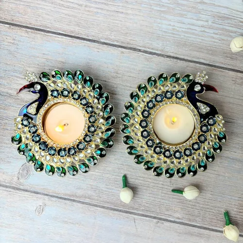 Miniatura 3 de LoveNspire Portavelas de pavo real, Diya decorativo para el hogar, Diwali Pooja, decoración de mesa de Navidad, recuerdos de boda y regalos