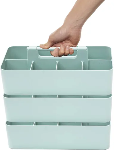 Miniatura 35 de Cesta grande portátil, divisores DIY, 8 compartimentos, organizador para suministros escolares, de oficina, para el hogar y negocios, cesta portátil