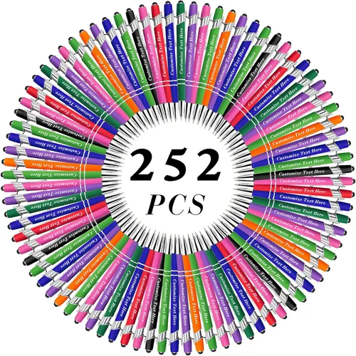 Miniatura 38 de Bolígrafos personalizados a granel con punta de lápiz capacitivo, 12 bolígrafos personalizados con logotipo de mensaje con nombre, bolígrafos