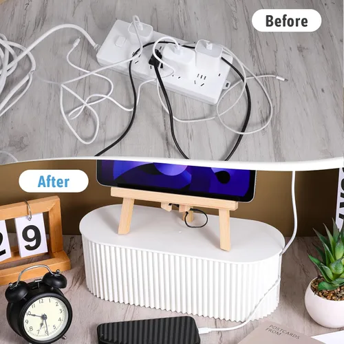 Miniatura 5 de Caja organizadora de cables, organizador de cables, caja organizadora de cables grande para ocultar la regleta de alimentación y debajo