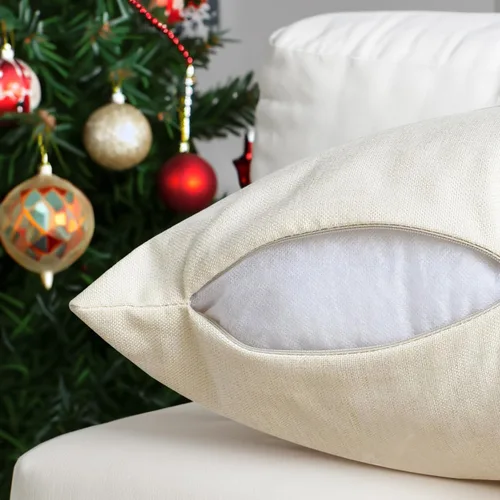 Miniatura 6 de Juego de 4 fundas de almohada decorativas de Navidad de 18 x 18 pulgadas, diseño de rayas rojas, Papá Noel, muñeco de nieve, copo de nieve, árbol