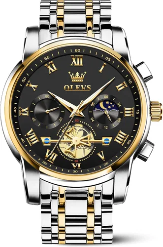 Miniatura 11 de OLEVS Relojes para hombre, resistente al agua, de lujo, gran cara, reloj analógico de cuarzo de acero inoxidable, relojes de vestir analógicos