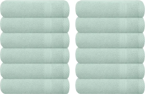 Miniatura 94 de GLAMBURG - Juego de 12 toallas faciales ultrasuaves de 13 x 13 pulgadas, 100% algodón, duraderas y altamente absorbentes, ideales para baño, cocina