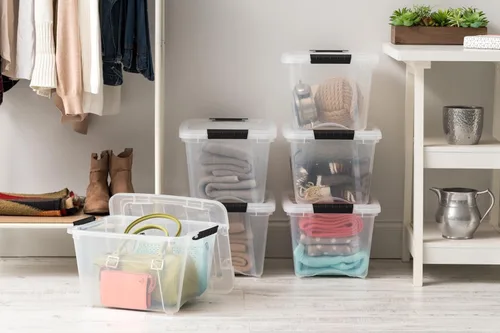 Miniatura 4 de IRIS USA 19 QT - Caja de almacenamiento de plástico con tapa y cierres - paquete de 4 - libre de BPA, solución de organización transparente