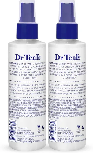 Miniatura 2 de Dr Teal's - Spray de magnesio con sal natural del Mar Muerto, sin fragancia, 8 fl oz (Paquete de 2)