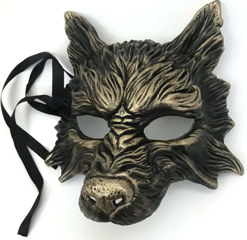 Miniatura 5 de MasqStudio Máscara de lobo negro, máscara de lobo blanco, máscara de lobos para mascarada, disfraz de Halloween, cosplay, fiesta