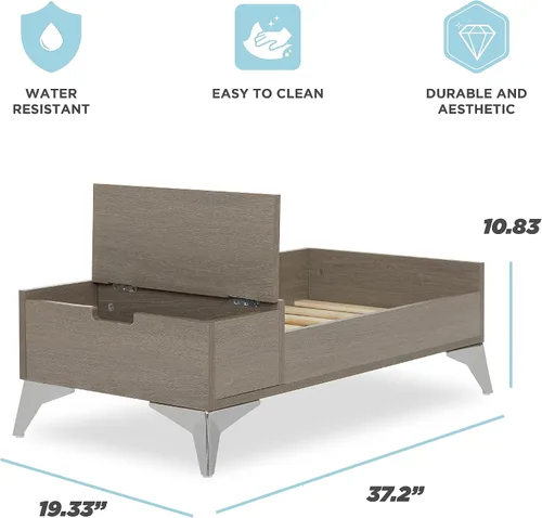 Miniatura 3 de Cama de madera para perros con colchón, elevada de pequeña a media, resistente al agua, cama para mascotas de madera con almacenamiento, certificado