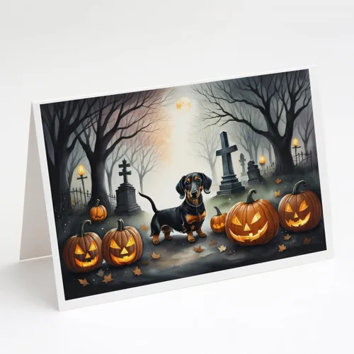 Miniatura 29 de Caroline's Treasures DAC2018GCA7P - Tarjetas de felicitación y sobres de Halloween espeluznantes de Border Collie, paquete de 8 tarjetas en blanco