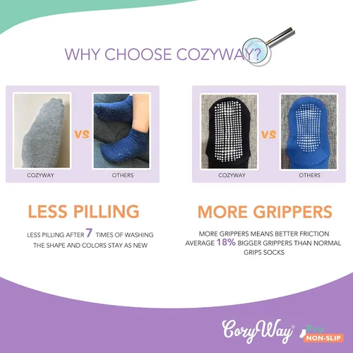 Miniatura 3 de CozyWay Calcetines de tobillo antideslizantes para niños pequeños con empuñaduras - Calcetines de corte bajo para bebés niñas y niños con pinzas