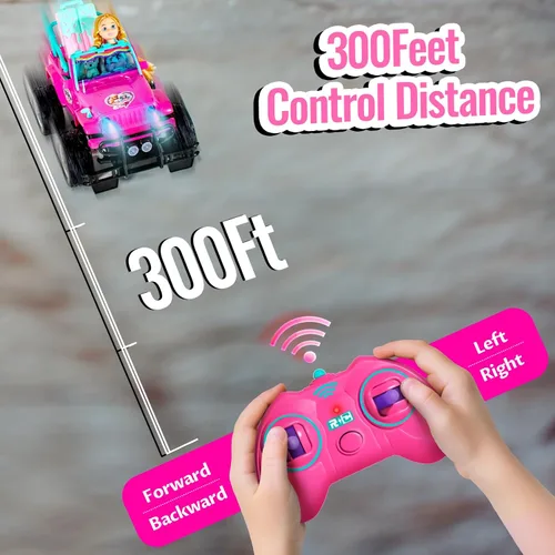Miniatura 5 de ULOVEME Autos RC - Auto a control remoto con muñeca de 5.5 pulgadas para niñas, autos RC Je ep de 2.4 GHz - Coches de juguete de control simple