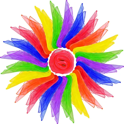 Miniatura 7 de HKACSTHI Bufandas de seda para niños malabarismo y baile, para jugar, música y ritmo, 24 x 24 pulgadas