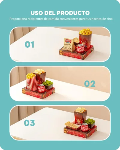 Miniatura 4 de Baffect Bandejas de aperitivos de noche de película 100 piezas Incluyen 20 bandejas de noche de película, 20 cajas de palomitas de maíz, 20