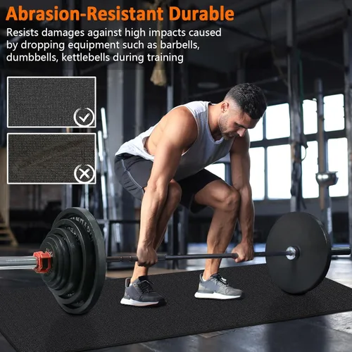 Miniatura 7 de Tapete de ejercicio grande de 8 x 5 pies 12 x 6 pies para gimnasio en casa, tapete de ejercicio resistente para suelo de gimnasio, esterilla