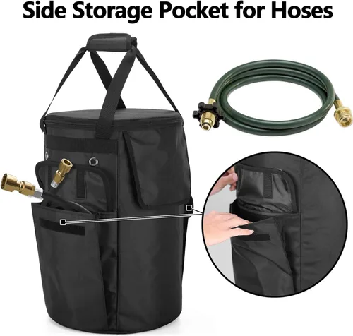 Miniatura 3 de samdew Funda para tanque de propano, bolsa de tanque de gas propano de 20 libras con solapa lateral abatible y función de mesa estable, 2 bolsillos