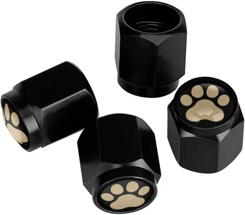 Miniatura 24 de Wolf - Tapones de válvula de neumático con bandera americana, tapas de válvula de neumático de aluminio negro, cubiertas universales