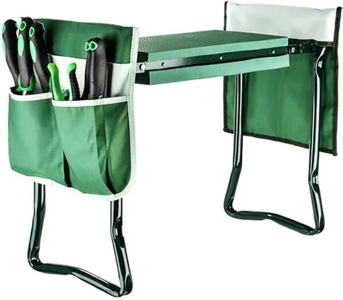 Miniatura 8 de BESTHLS Rodillero y asiento de jardín, taburete plegable resistente con almohadilla gruesa, bolsa de herramientas, capacidad de 330 libras, soporte