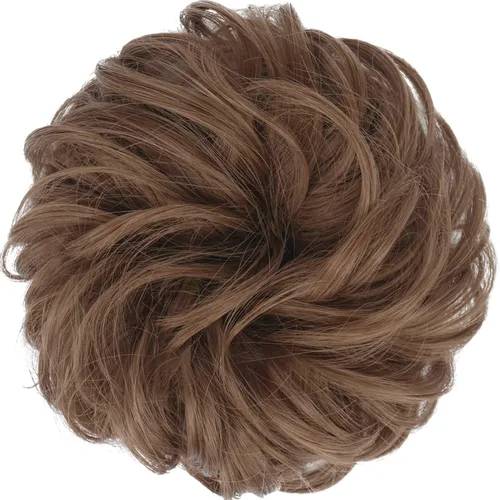 Miniatura 2 de FESHFEN - Pieza de pelo de moño desordenado - Extensiones de peinado con bandas elásticas rizadas y onduladas, extensiones de cabello sintético