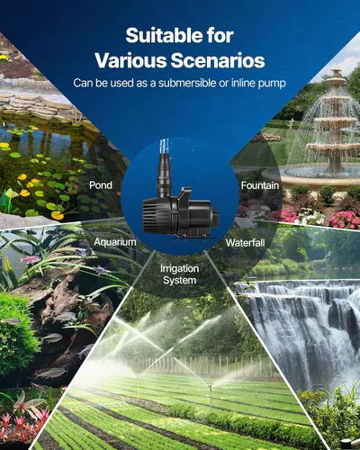 Miniatura 6 de VEVOR Bomba de agua sumergible, 280 W 4500 GPH, bomba de retorno para acuario con altura de elevación de 16.4 pies y dirección de flujo ajustable